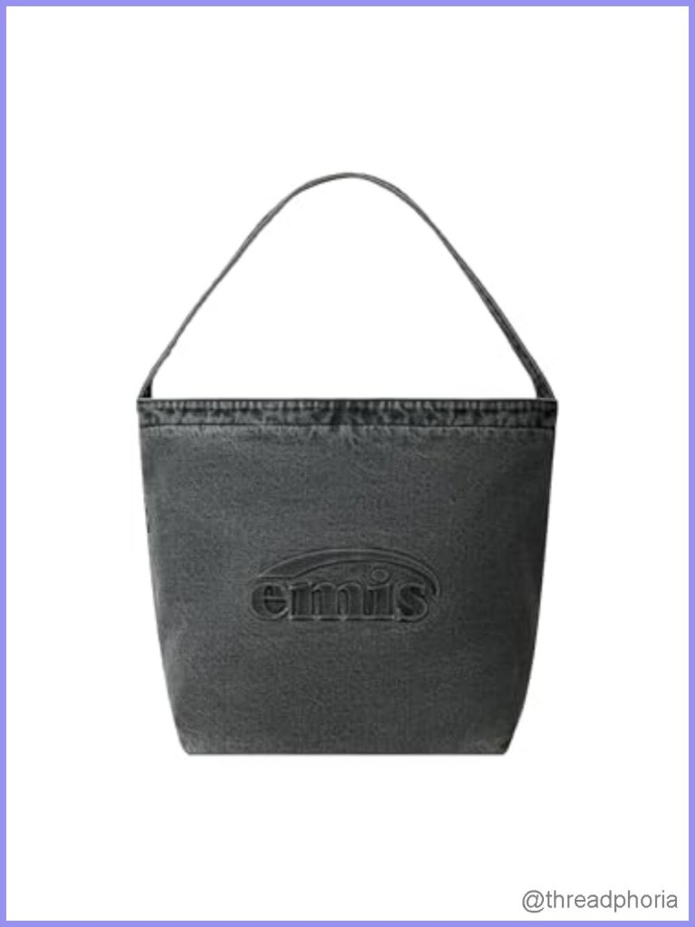 Denim Shoulder Bag Embossed Logo Trapezoid Streetwear Casual Unisex